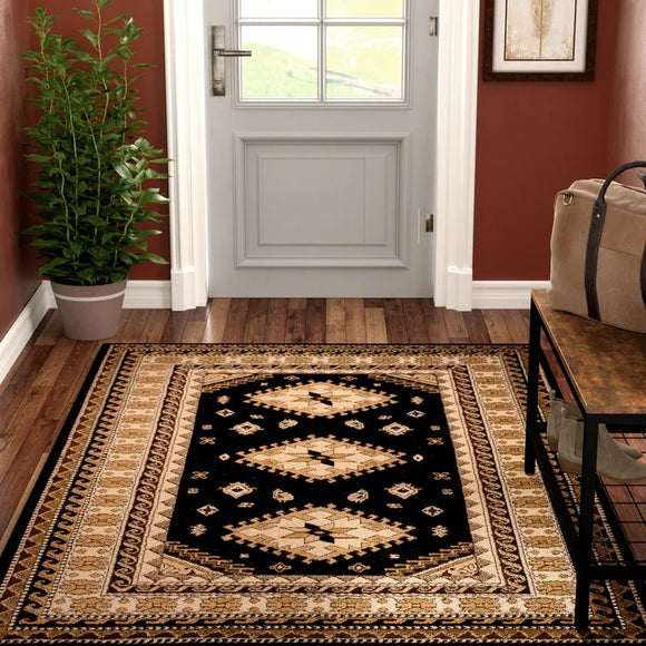 Juana Border Black/Brown Area Rug - 7'8