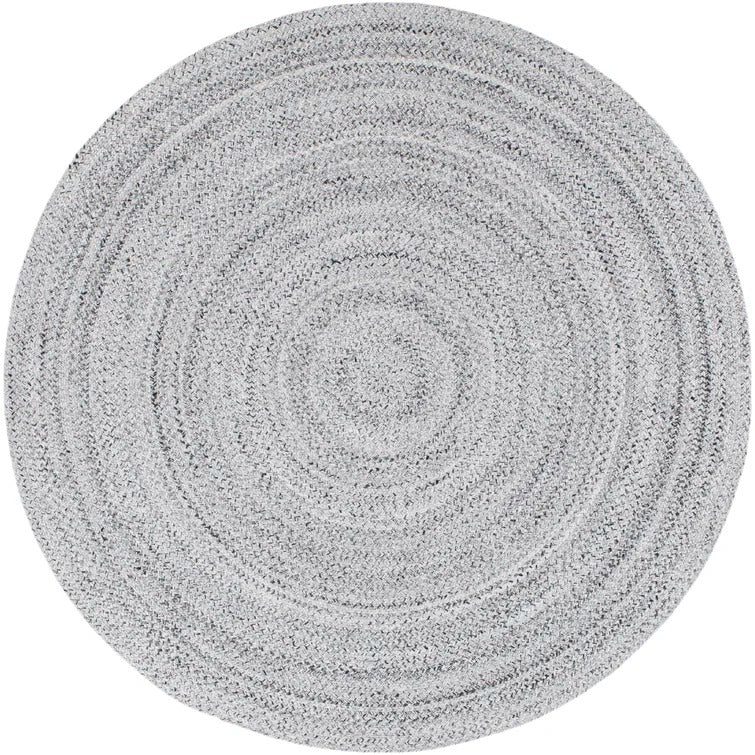 Kindig Oriental Handmade Flatweave Indoor / Outdoor Area Rug in Light Gray - Round 8'