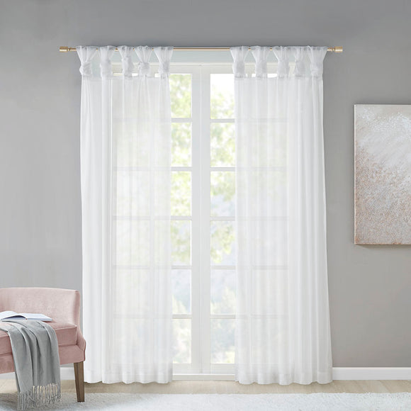 MADISON PARK CERES TWIST TAB VOILE SHEER WINDOW PAIR 50X95