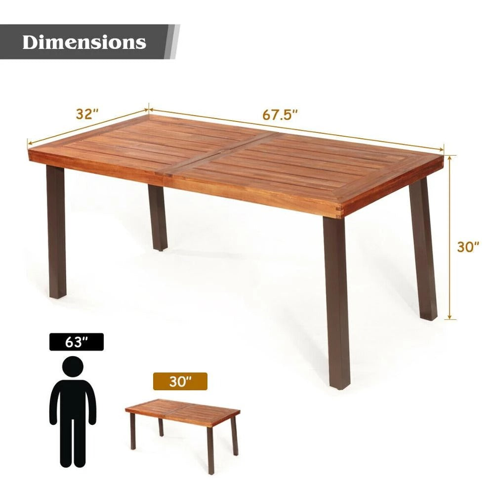 Patio Joy Acacia Rustic Wood INDOOR/OUTDOOR Dining Table *SCRATCH & DENT*