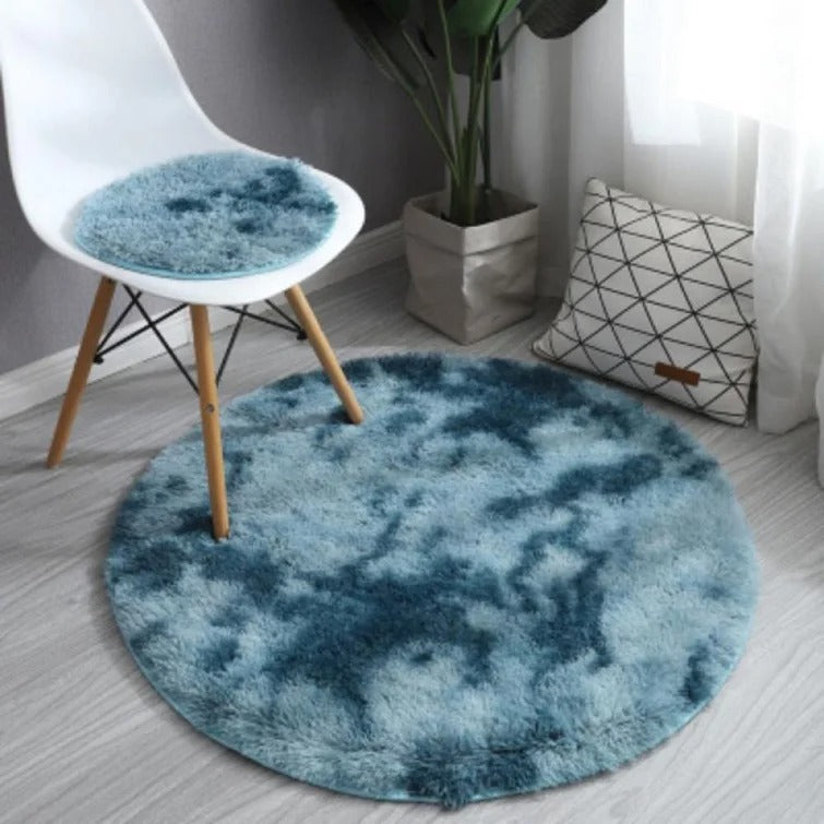 Eltingville Shag Blue Area Rug - Round 47.24"x47.24"