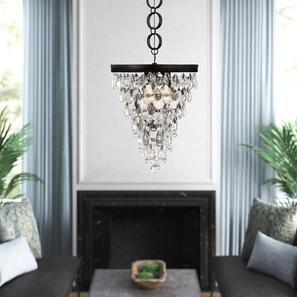 Rutha 3 - Light Unique / Statement Tiered Chandelier with Crystal Accents