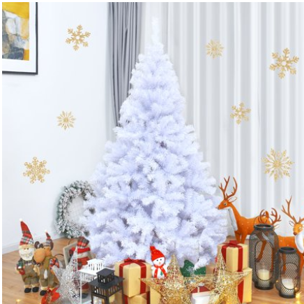 6 Ft Hinged Artificial Christmas, White, Unlit, In Box