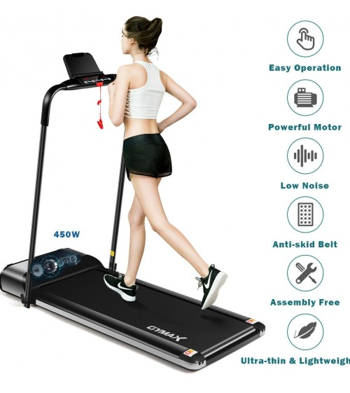 Ultra-thin Electric Folding Motorized Treadmill with LCD Monitor Low Noise - In Box