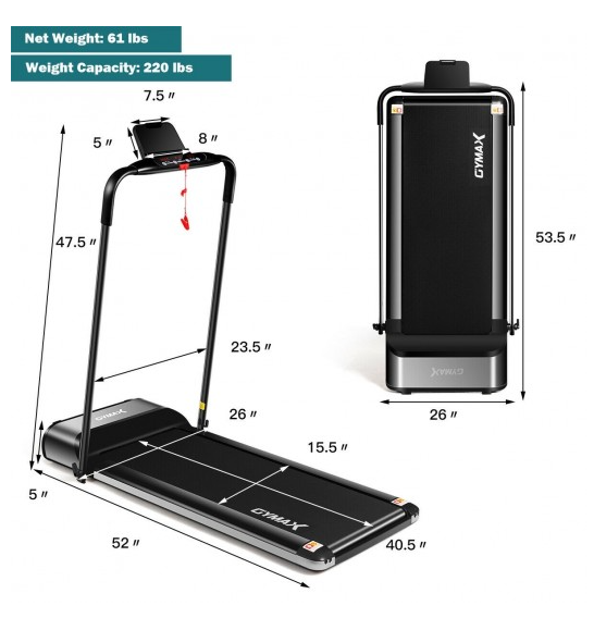 Ultra-thin Electric Folding Motorized Treadmill with LCD Monitor Low Noise - In Box