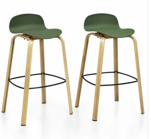 2 Piece Set Of Modern Barstools Pub Chairs 28.5`` -Green, Minor Scratch & Dent