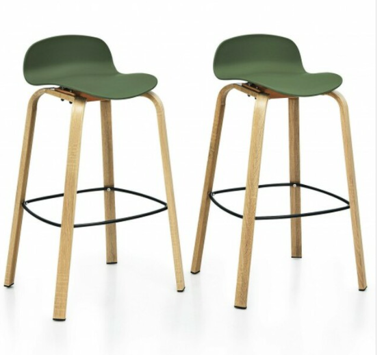 2 Piece Set Of Modern Barstools Pub Chairs 28.5`` -Green, Minor Scratch & Dent