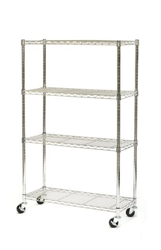 Wire Shelf, 4 Tier with Wheels, 36`` x 57.5 x 14`` - Fully Assembled