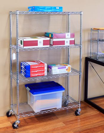 Wire Shelf, 4 Tier with Wheels, 36`` x 57.5 x 14`` - Fully Assembled