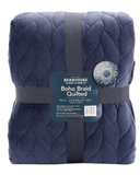 Berkshire Blanket BOHO Braid Quilted Coverlet Set, Blue, Twin