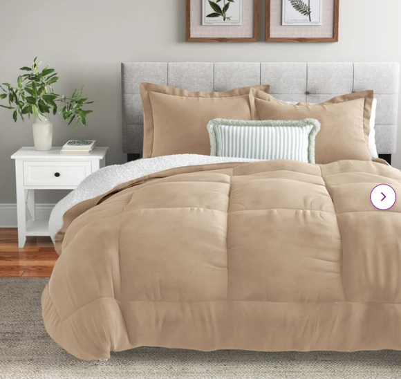 Tulare Box Microfibre Comforter Set, Full / Queen, Camel