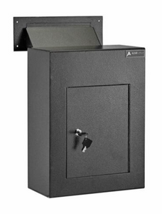 AdirOffice Black Steel Mail Box Through-the-Wall Paper Key Drop Box With Chute