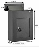 AdirOffice Black Steel Mail Box Through-the-Wall Paper Key Drop Box With Chute