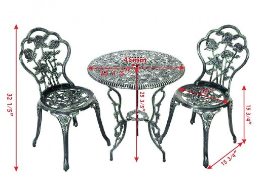 Outdoor Cast Aluminum Patio Furniture Set with Rose Design, scratch & dent