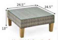 Wicker Coffee Table. Glass Top