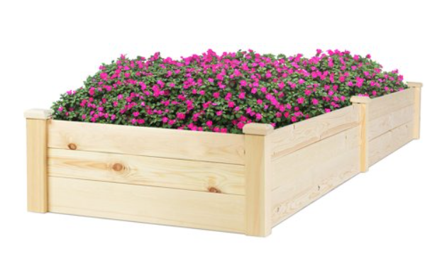 Raised Garden Bed Wooden Elevated Planter Box Herbs Flowers Vegetables Bed Kit