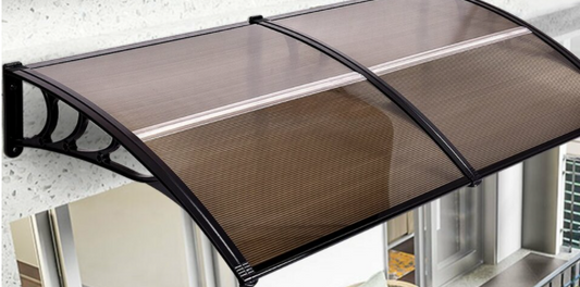 80" X 40" Outdoorwindow Awning Door Polycarbonate Canopy-Brown