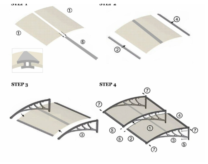 80" X 40" Outdoorwindow Awning Door Polycarbonate Canopy-Brown