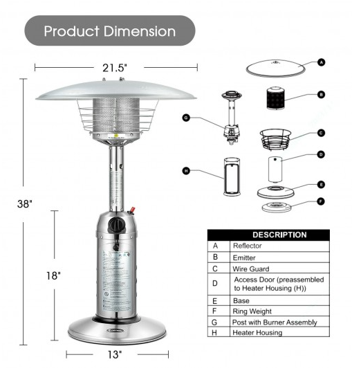 Tabletop Propane Patio Heater