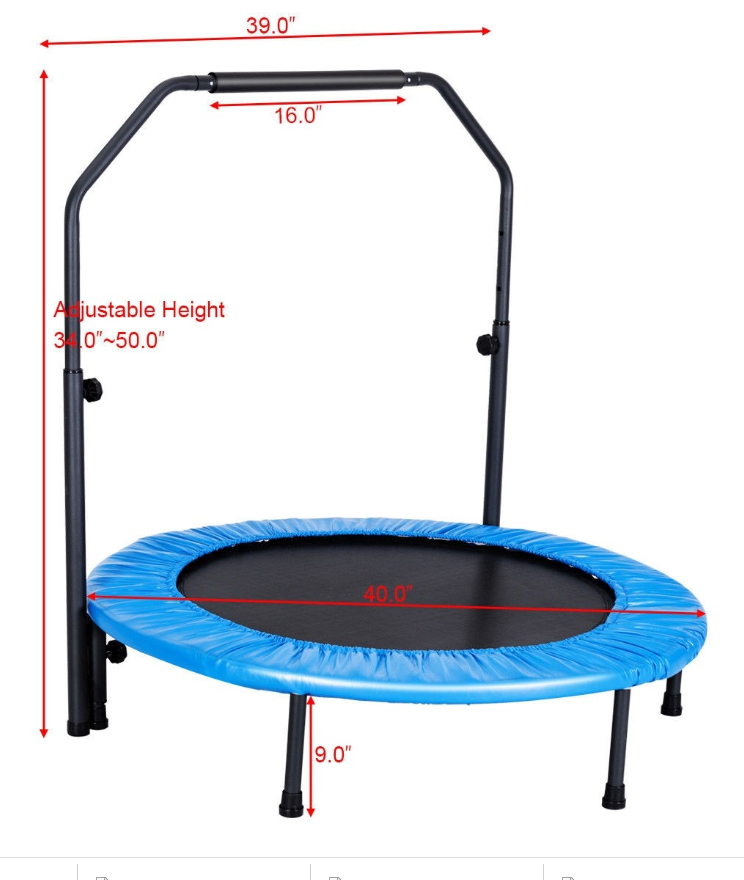 Mini Rebounder Trampoline with Adjustable Hand Rail