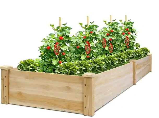 Natural Fir Wood Raised Bed Backyard Wooden Vegetable Raised Bed for Garden, In Box Unassembled