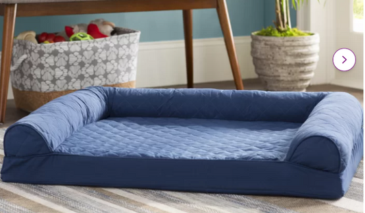 Beatrice Quilted Orthopedic Pet Bed, Jumbo, 42`` x 33``, blue, foam slightly misshapen