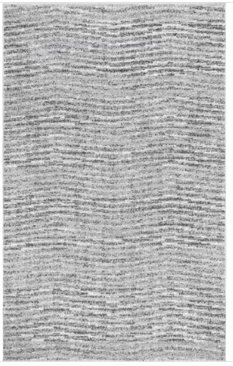 Grey/ White Abstract Area Rug, Smoky, 4` x 6`