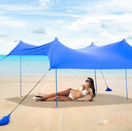 7-ft L Rectangle Blue Standard Beach Canopy