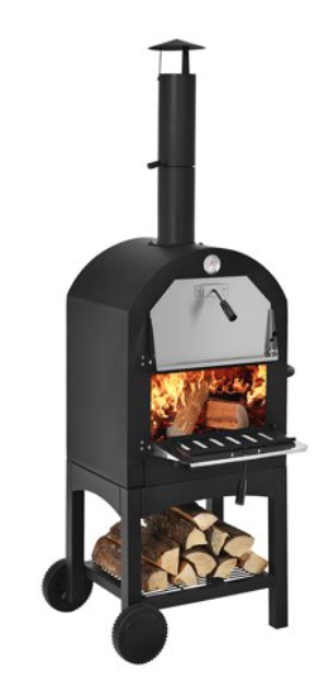 Cast Iron Freestanding Wood-Fired Pizza Oven in Black, 1 box, unassembled