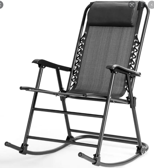 Outdoor Patio Headrest Folding Zero Gravity Rocking Chair