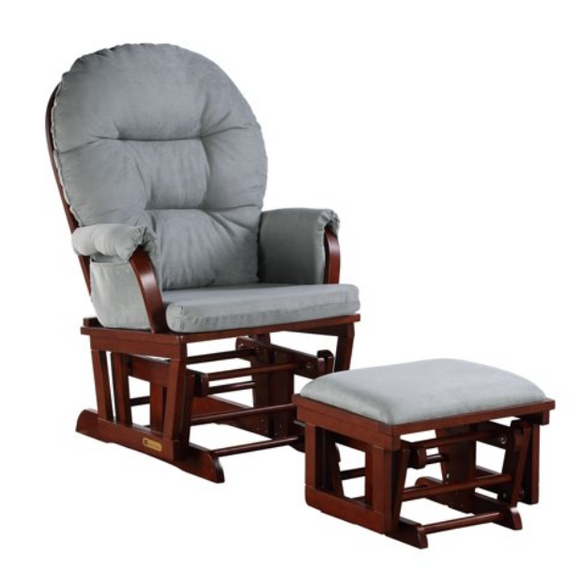 Lennox Glider Rocker with Ottoman Cherry/Grey