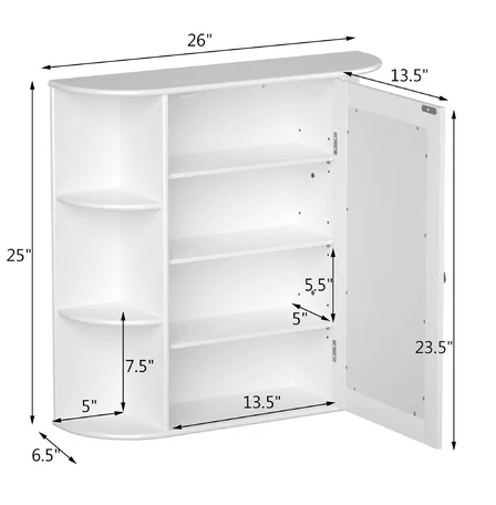 Alcinous 26'' W x 25'' H x 5'' D Wall Mounted Bathroom Cabinet, small scratch & dent