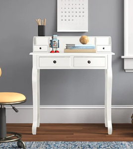 Writing Desk White Home Office Computer Desk 4 Drawer White, fully assembled