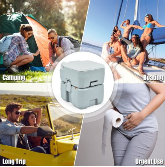 5.3 Gallon 20L Outdoor Portable Toilet w/ Level Indicator for RV Travel Camping