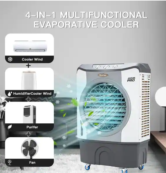 Industrial 9700 CFM Air Volume CFM 3 of Speed Settings Portable Evaporative Cooler for Square Feet Cooling Area