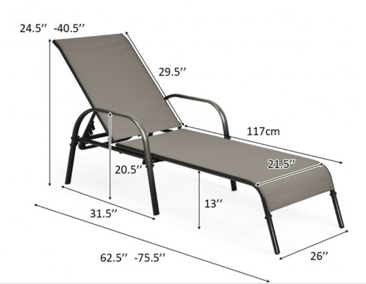 Patio Chaise Lounge Outdoor Folding Recliner Chair *FULLY ASSEMBLED* - OP70508CF