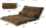 Floor Sofa Bed 6-Position Adjustable Sleeper Lounge Couch with 2 Pillows Brown