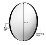 27.5" Modern Metal Wall-Mounted Round Mirror, Black Frame