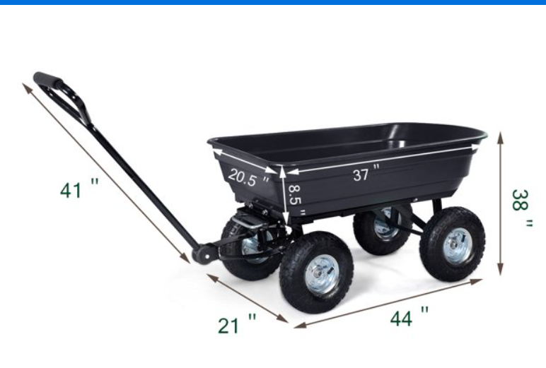 660lb Garden Dump Cart Dumper Wagon Carrier Wheel Barrow Air Tires