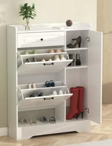 Shoe Storage Cabinet with Foldable Compartments, Drawer and Cabinets, assembled, scratch & dent