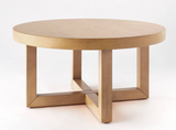 Round Wood Coffee Table - assembled, small scratch & dent on leg