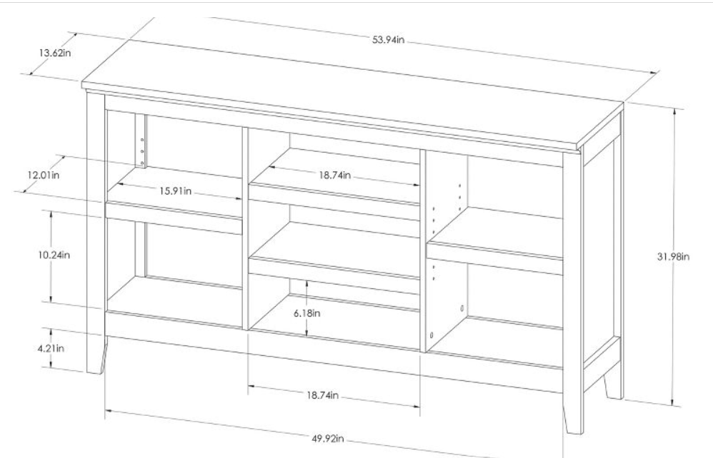 Horizontal Bookcase with Adjustable Shelves , Scratch & Dent