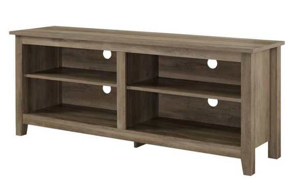 Modern Farmhouse 4 Cubby Wood Open Storage TV Stand for TVs up to 65, assembled