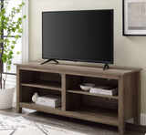 Modern Farmhouse 4 Cubby Wood Open Storage TV Stand for TVs up to 65, assembled