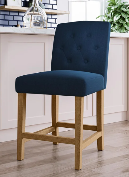 Jane Parsons Upholstered Counter Stool, 24``, navy