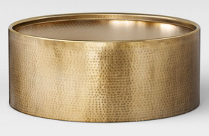 Mila Round Hammered Drum Coffee Table Brass