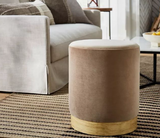 Midvalley Velvet and Wood Drum Ottoman Brown