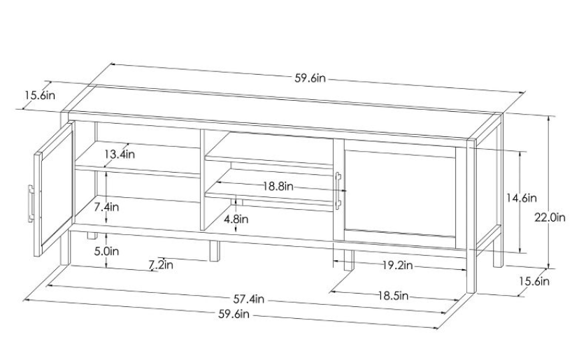 Warwick TV Stand for TVs up to 69" with Storage, scratch & dent not real visable. right side