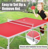 60" Portable Table Tennis Ping Pong Folding Table w/Accessories