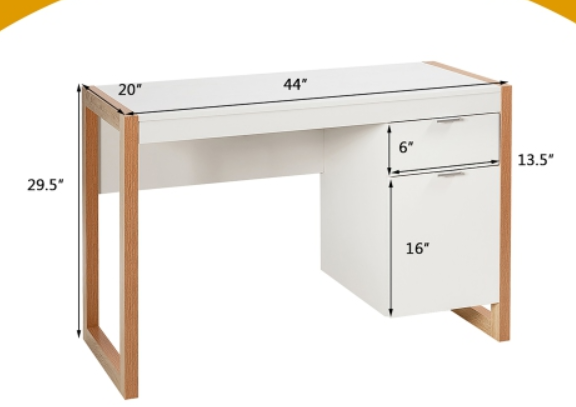 Computer Desk Workstation Table With Drawers, assembled